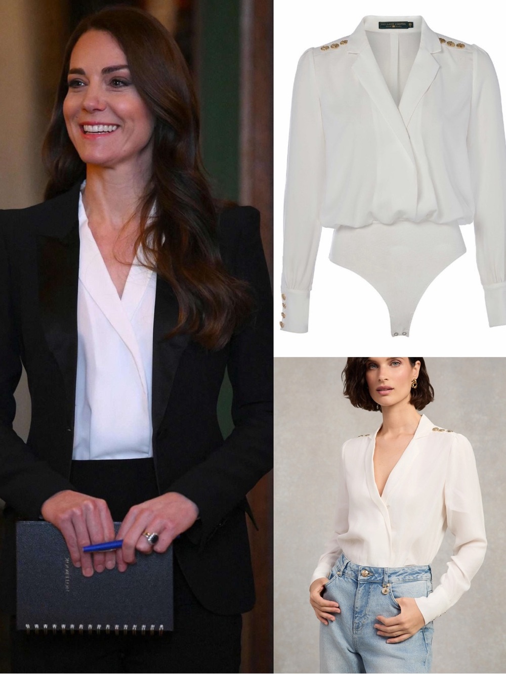 NWT Holland Cooper Shirt Bodysuit in White - ASO Kate Middleton - Medium